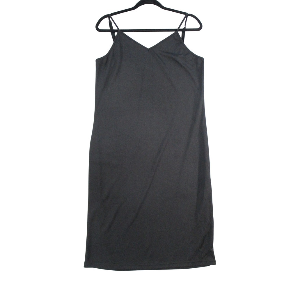 Petal + Pup Black Midi Slip Dress Adjustable Spaghetti Straps V-Neck XL 6636